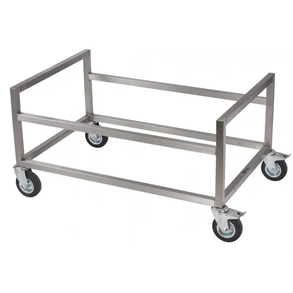 KISTEVOGN, RUSTFRITT STÅL, 4 HJUL - M/BREMS