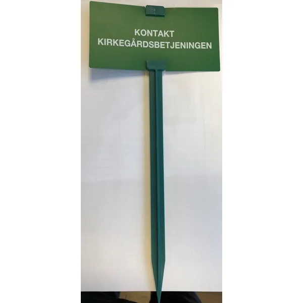 MERKEPINNE GRØNN M/ SKILT MED TEKST