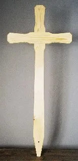 VENTETEGN, KORS, OLJET FURU M/ SKILT