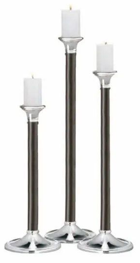 Sølvf. Høygl.Pol. Lysestake M/Wengetre