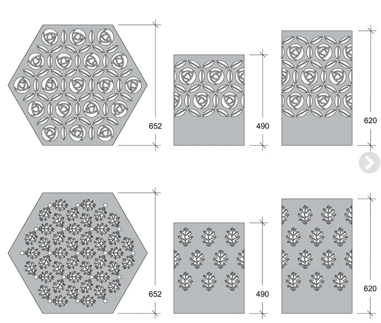 MINNELUND VASE OG LYSHOLDER HEXAGON "ROSE" H 62 CM