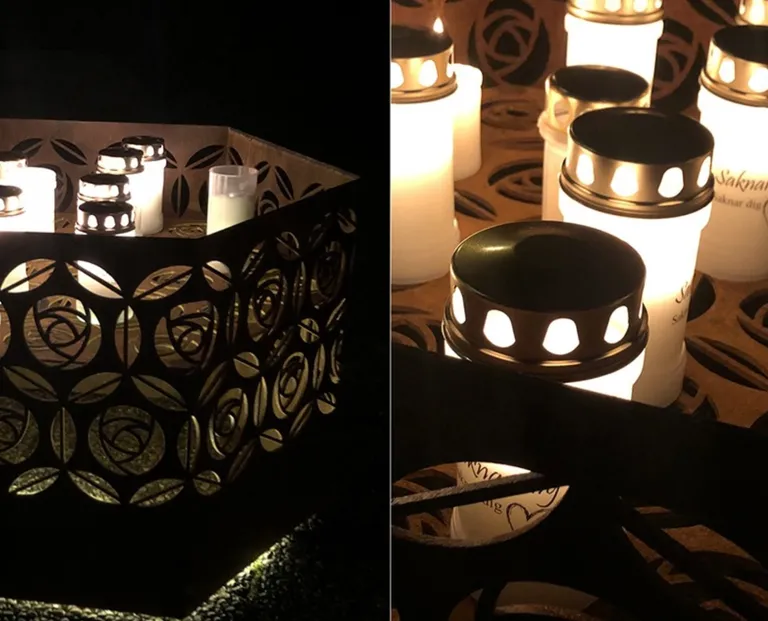 MINNELUND VASE OG LYSHOLDER HEXAGON "EK" H 49 CM